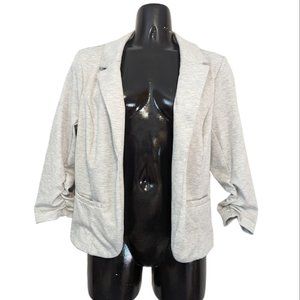 Light Gray Comfy Blazer - Candie's Size Medium - Lace Accents - Gathered Sleeves